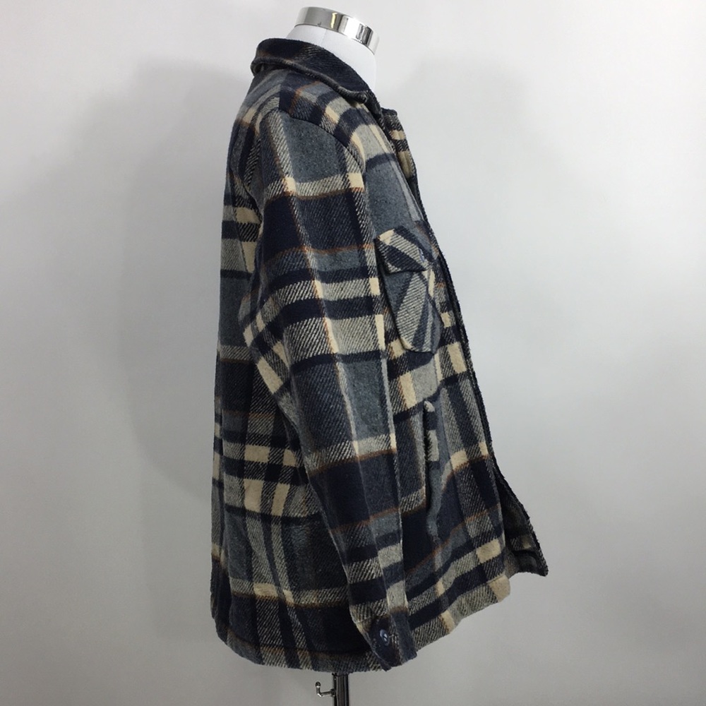 Vintage Outerwear From Sears Blue Plaid Heavy Coat - Picture 2 of 13